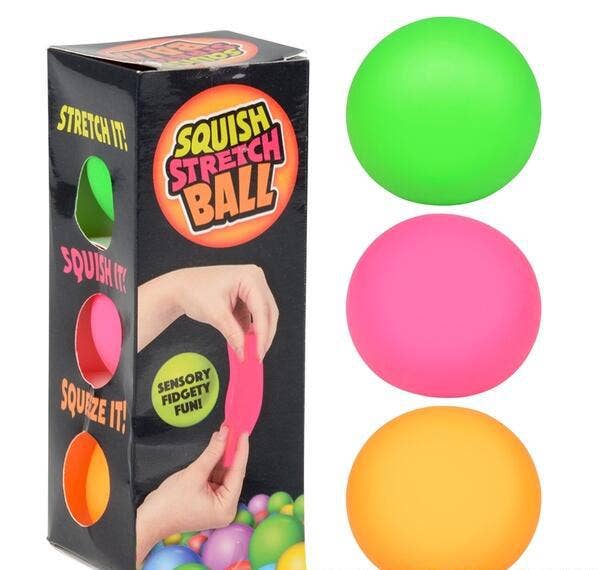 Buy SQUISH AND STRETCH MINI GUMMI BALL 1.75" 3PCS/COLOR BOX in Bulk