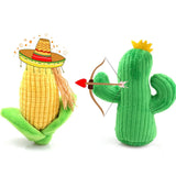 Cute Corn & Cactus Durable Interactive Plush Pet Dog Chew Toys