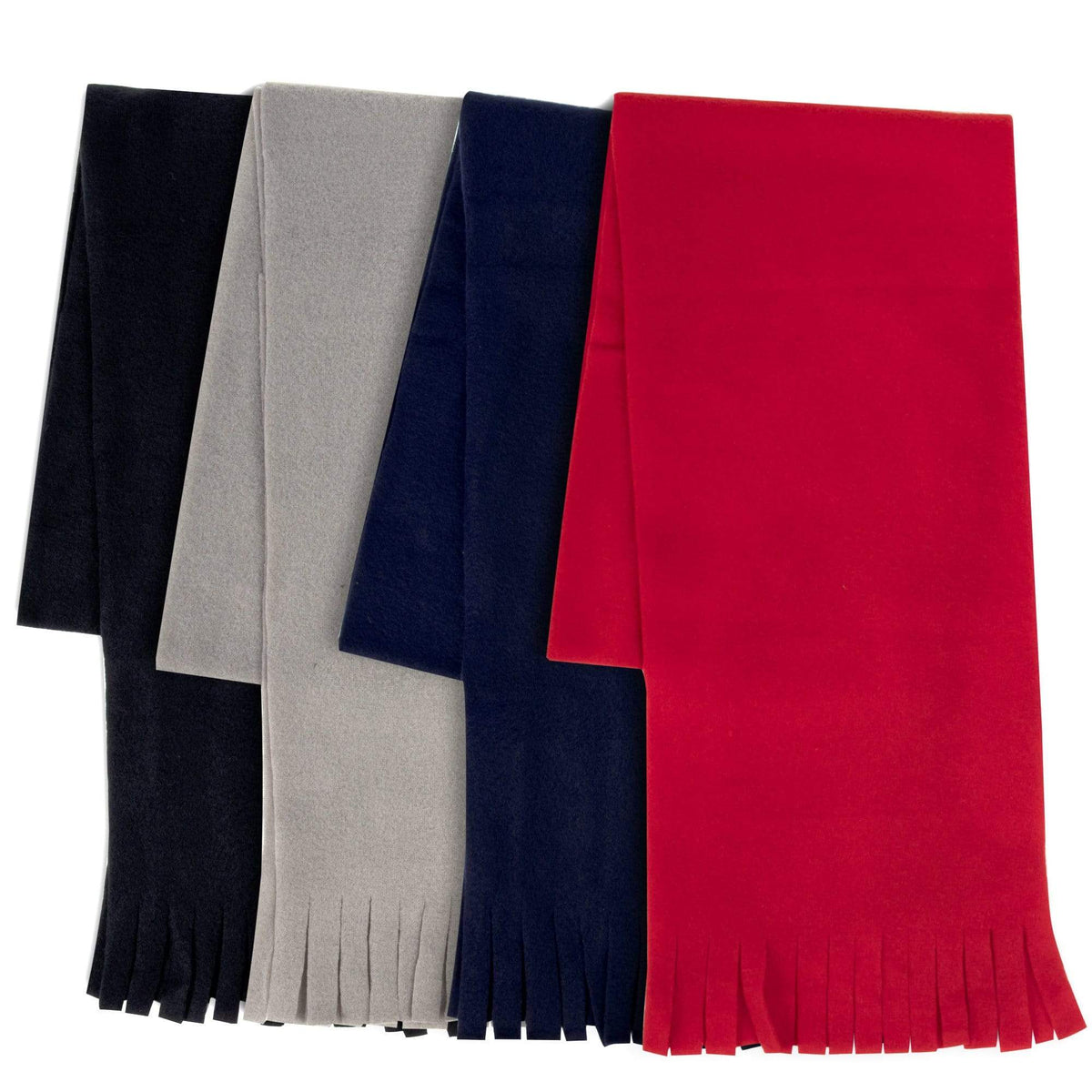 Adult Fleece Scarves 60" x 8" With Fringe - Assorted