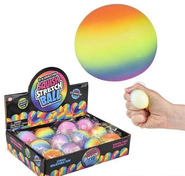 Buy SQUISH AND STRETCH MINI RAINBOW GUMMI BALL 1.75" in Bulk