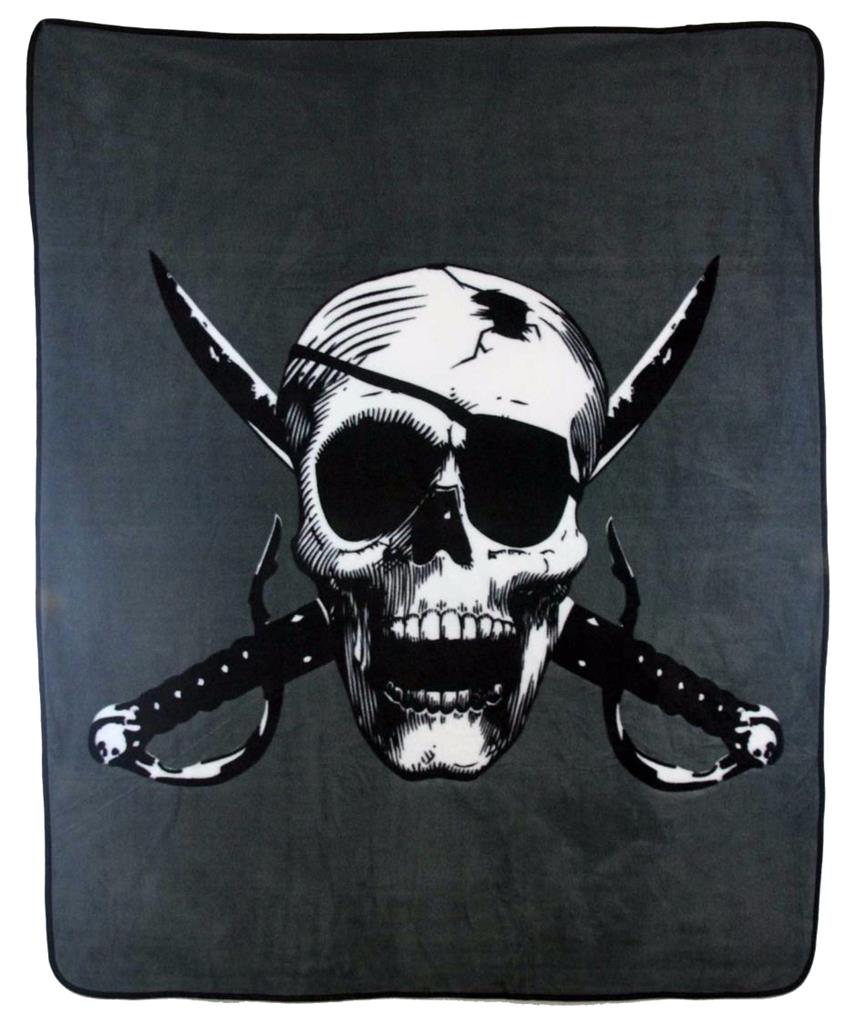 Buy PIRATE SKULL CUTLASS W EYE PATCH & CROSSED SWORDS LARGE 50X60 IN PLUSH THROW BLANKET Bulk Price