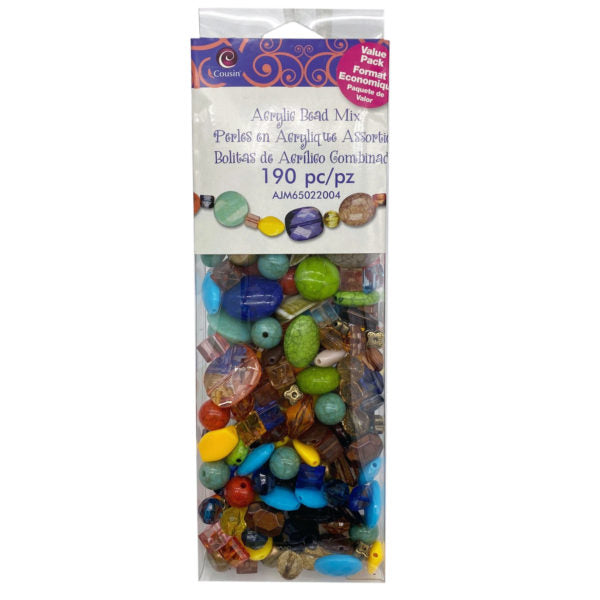 190 Piece Colorful Acrylic Bead Mix (Pack of 12), 4.25$/Pc Price