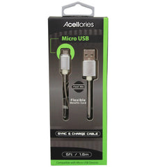 Acellories 6 Foot Micro USB Cable in Silver