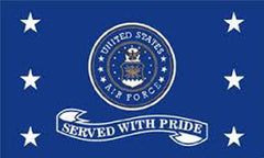 Wholesale AIRFORCE SERVED WITH PRIDE (BLUE ) 3' X 5' military FLAG (Sold by the piece) *