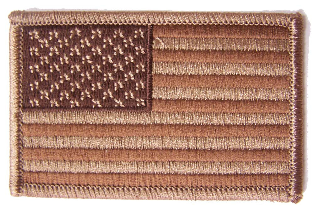 Wholesale AMERICAN FLAG BROWN left arm 3 INCH EMBROIDERED PATCH ( sold by the piece )