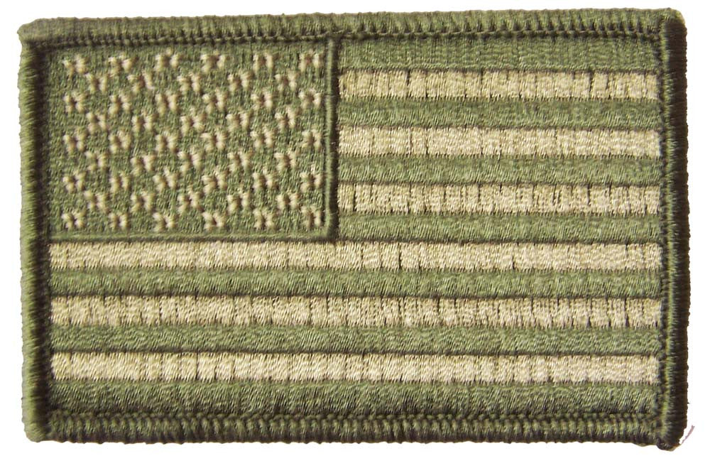 Wholesale AMERICAN FLAG GREEN CAMOUFLAGE left arm 3 INCH EMBROIDERED PATCH ( sold by the piece )