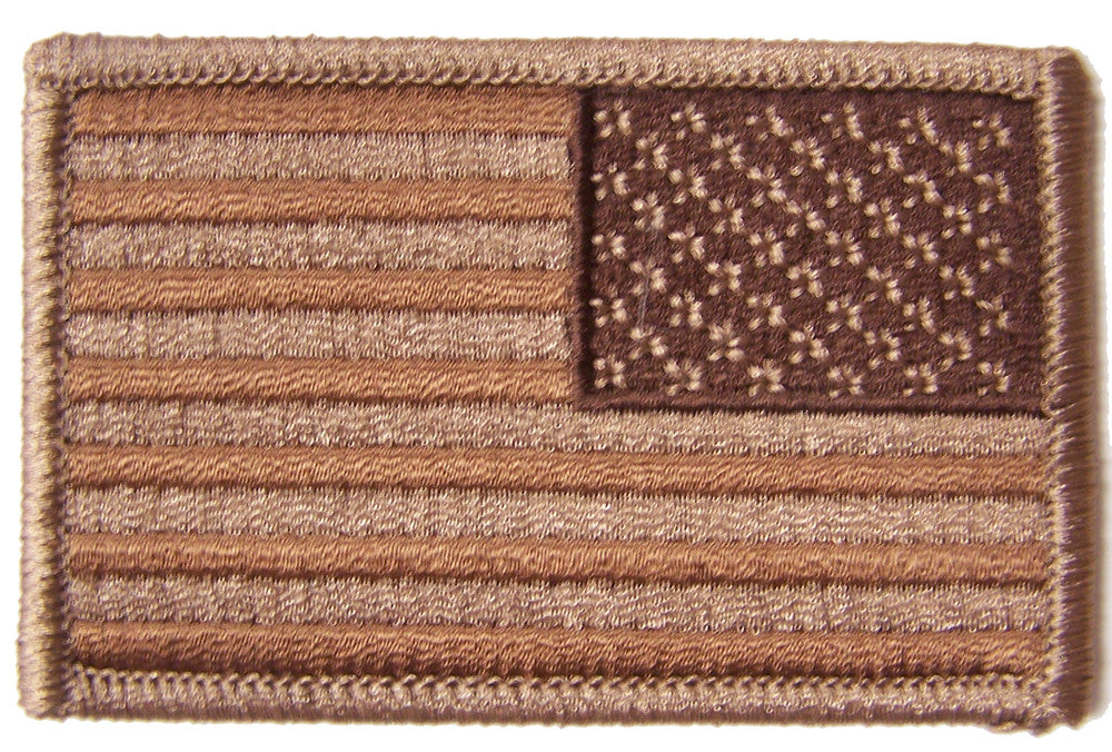 Wholesale BROWN DESERT AMERICAN FLAG right arm 3 INCH EMBROIDERED PATCH ( sold by the piece )