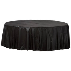 Round Plastic Table Cover 84" Black In Bulk