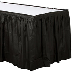 Black-Plastic Table Skirt 21' x 29" Wholesale Set