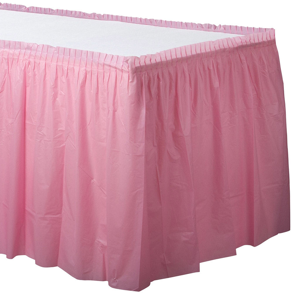 Pink -Plastic Table Skirt 21' x 29" Wholesale Set