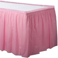 Pink -Plastic Table Skirt 21' x 29" Wholesale Set