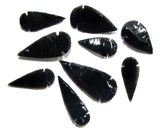 Wholesale BLACK OBSIDIAN STONE PLAIN EDGE LARGE 2 TO 3 INCH ARROWHEADS ( sold by the dozen OR bag of 100 pieces )