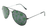 Wholesale MARIJUANA POT LEAVES LENS AVIATOR SUNGLASSES ( sold by the dozen or piece )