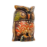 Handcrafted Wooden Owl Sitting Showpiece