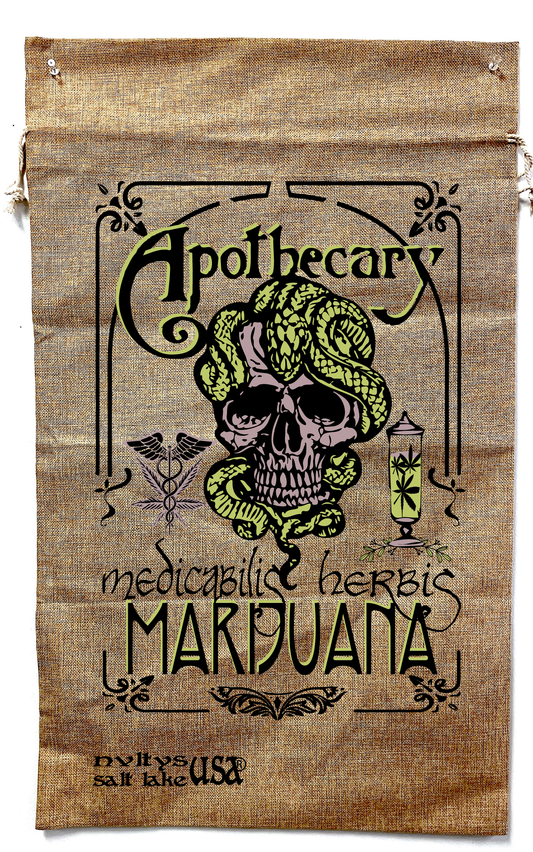 Wholesale APOTHECARY MEDICAL MARIJUANA BURLAP BAG (Sold by the piece)