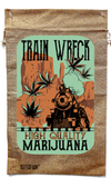 Wholesale TRAIN WRECK MARIJUANA BURLAP BAG  ( sold by the piece )