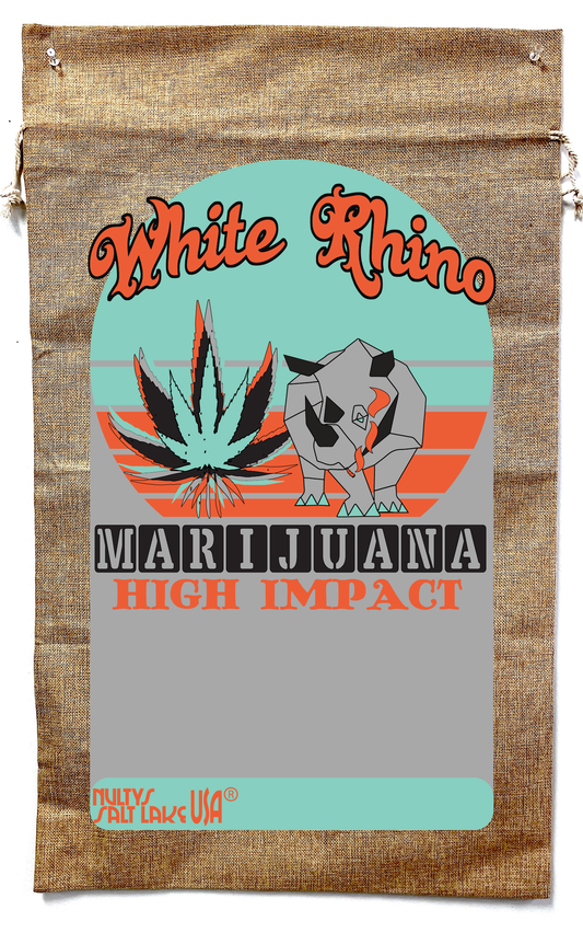 Wholesale WHITE RHINO MARIJUANA BURLAP BAG  ( sold by the piece )