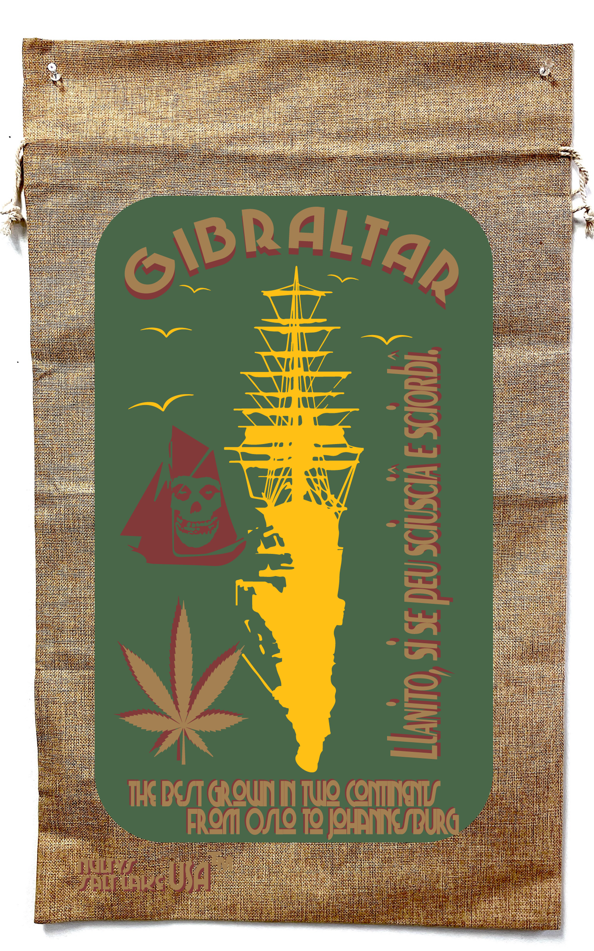 Wholesale GIBRALTAR SHIP MARIJUANA BURLAP BAG ( sold by the piece )