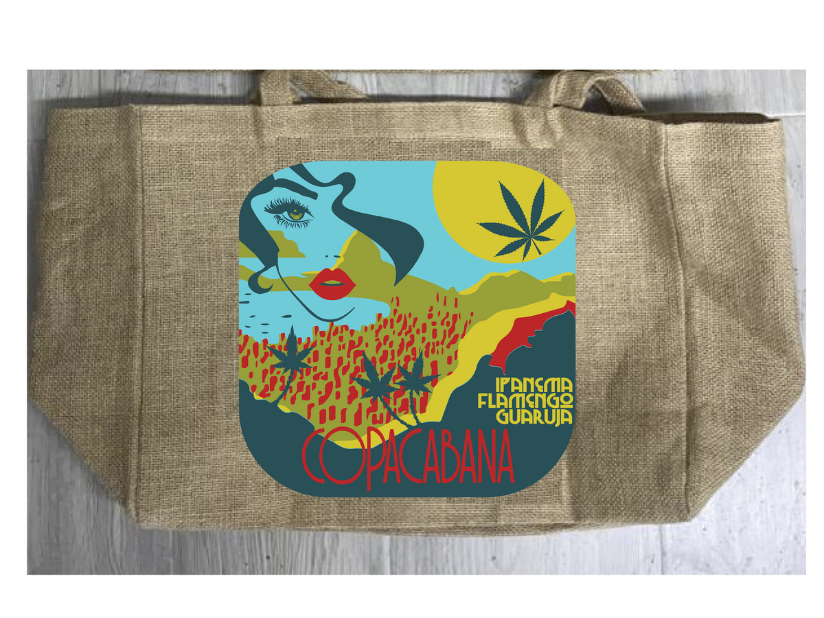 Wholesale COPACABANA MARIJUANA BURLAP TOTE BAG ( sold by the piece )