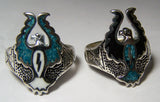 Buy TURQUOISE EAGLE WITH WINGS UP SILVER DELUXE BIKER RING *- CLOSEOUT AS LOW AS $ 3.75 EABulk Price