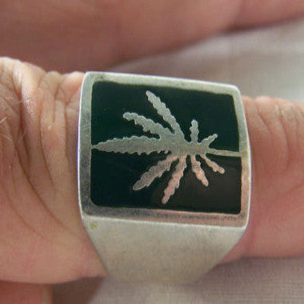 Wholesale Square Marijuana Pot Leaf Biker Ring (Sold by the Piece)