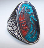 Buy INLAYED NATIVE DRAGON SILVER DELUXE BIKER RING *Bulk Price