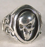 Wholesale SIDE SKULL HEAD BLACK BACK BIKER RING  (Sold by the piece)