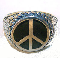 Buy ROUND PEACE SIGN DELUXE SILVER BIKER RING *-CLOSEOUT AS LOW AS $ 3.50 EABulk Price