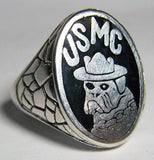 Wholesale USMC BULLDOG US MARINES SILVER DELUXE BIKER RING (Sold by the piece) *