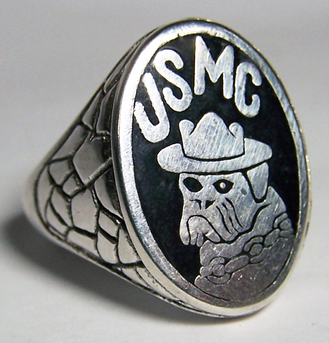 Buy USMC BULLDOG US MARINES SILVER DELUXE BIKER RING *Bulk Price