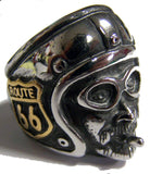 Wholesale ROUTE 66 BIKERS HEAD WITH HELMET STAINLESS STEEL BIKER RING ( sold by the piece )