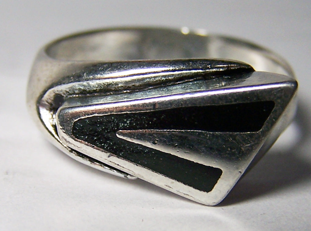 Wholesale BLACK NATIVE DESIGN SILVER DELUXE BIKER RING (Sold by the piece) * CLOSEOUT $ 2.95 EA