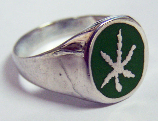 Wholesale ROUND MARIJUANA POT LEAF BIKER RING (Sold by the piece)