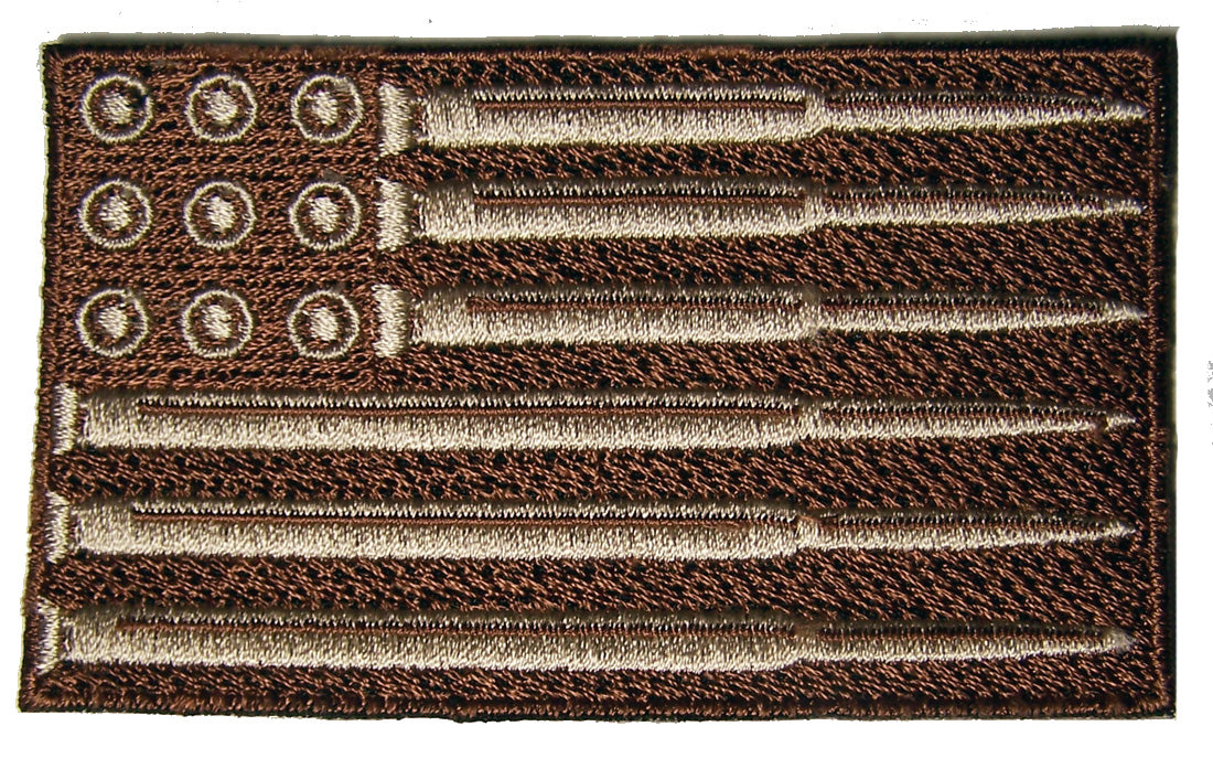 Wholesale MILITARY DESERT BROWN  CAMO AMERICAN FLAG BULLET SHELL EMBROIDERED PATCH ( sold by the piece )