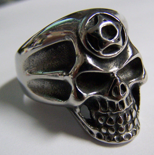 Wholesale PENTAGRAM SKULL HEAD STAINLESS STEEL BIKER RING ( sold by the piece )