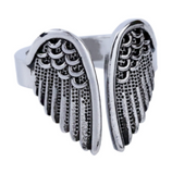 Wholesale ADJUSTABLE ANGEL WINGS METAL BIKER RING ( sold by the piece)