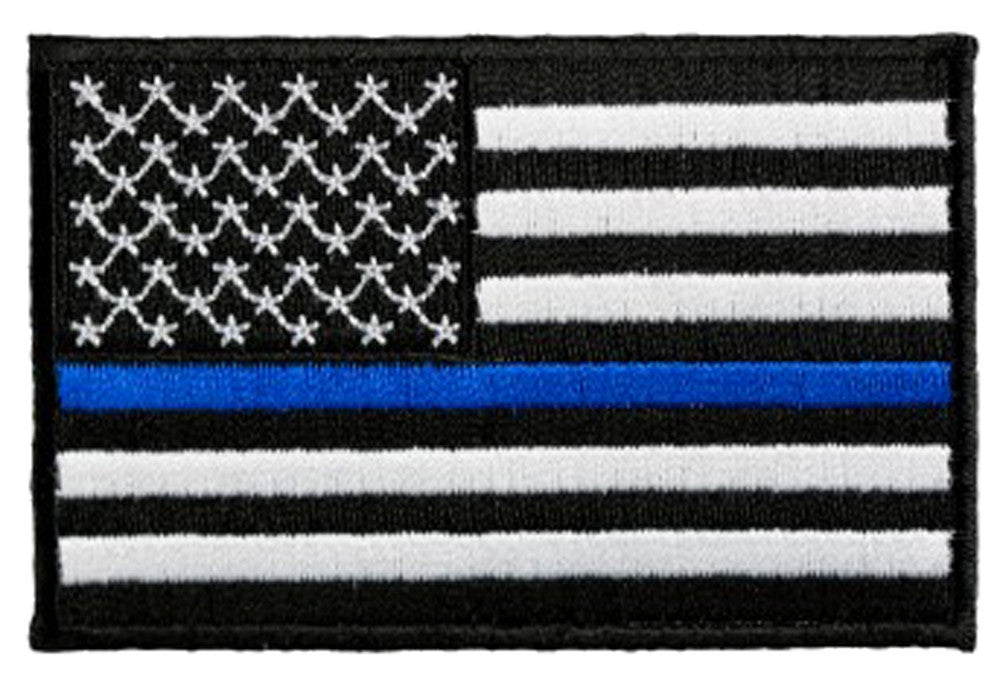 Wholesale THIN BLUE LINE AMERICAN FLAG 3 INCH EMBROIDERED PATCH ( sold by the piece )