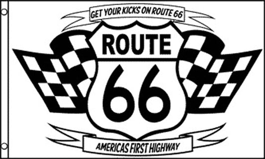 Wholesale ROUTE 66 BLACK AND WHITE 3 X 5 FLAG ( sold by the piece )