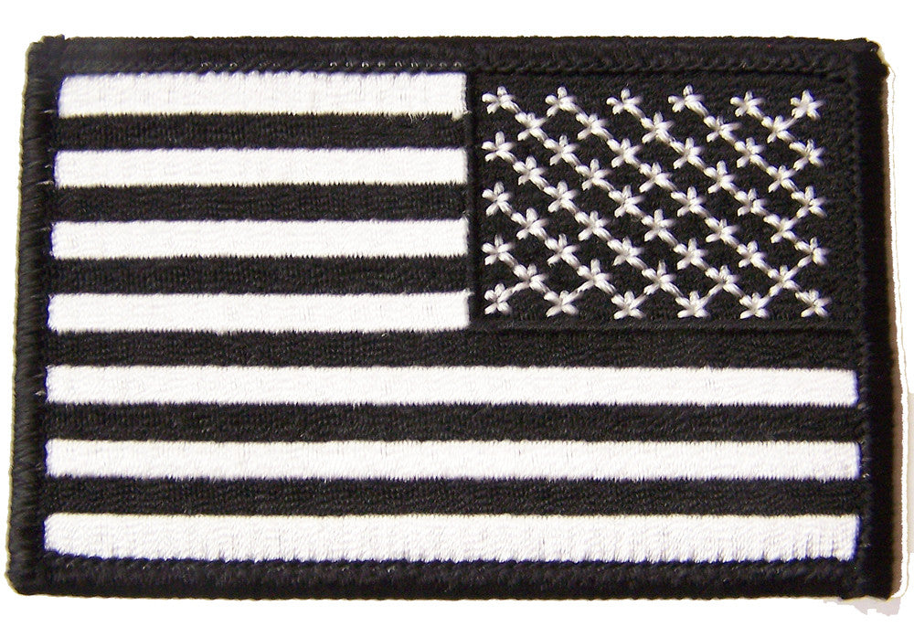 Wholesale BLACK & WHITE AMERICAN FLAG right arm 3 INCH EMBROIDERED PATCH ( sold by the piece )