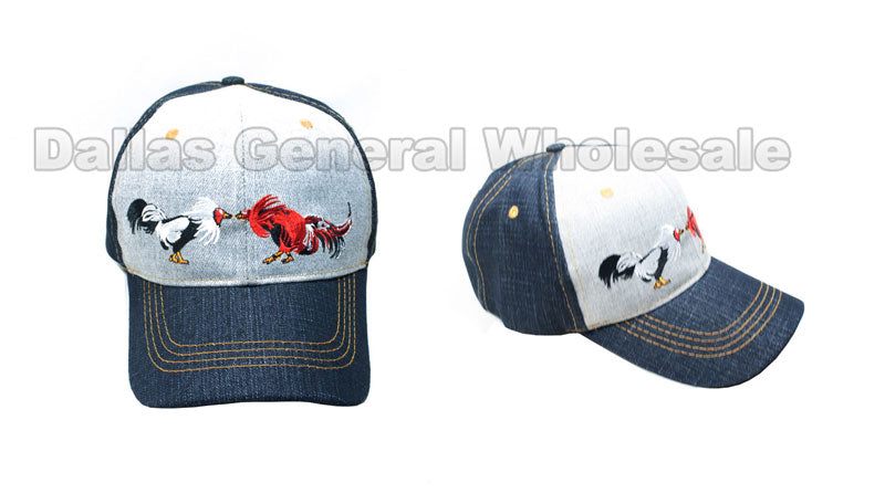 "Cock Fight" Denim Casual Caps Wholesale MOQ 6