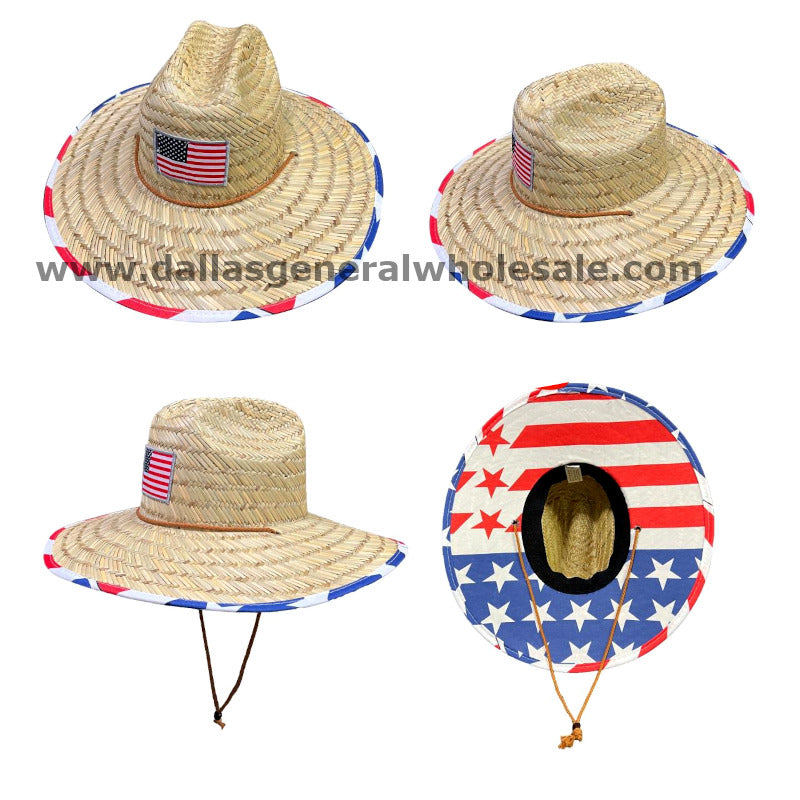 Bulk Buy Adults Double Side USA Straw Hats Wholesale