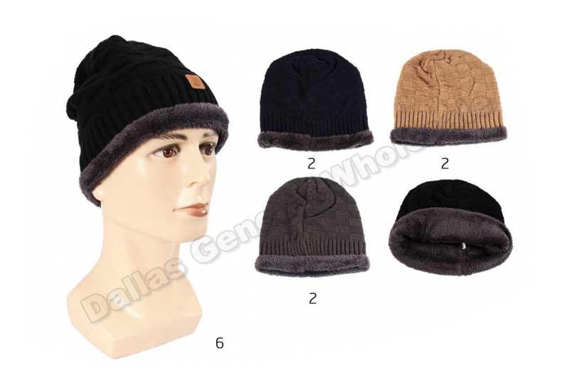 Men Fur Insulated Beanies Caps Wholesale