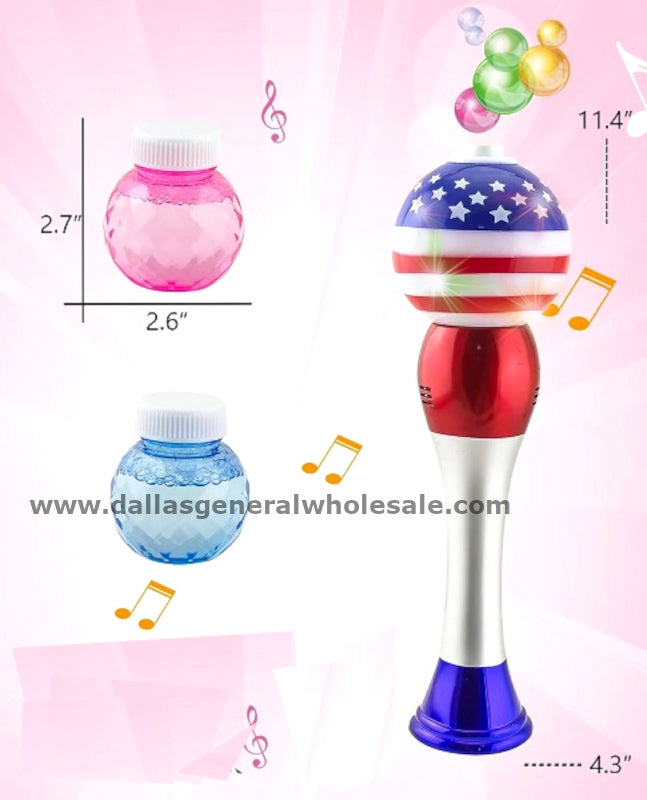 Bulk Buy Light Up Musical Flag Bubble Blower Wand Wholesale