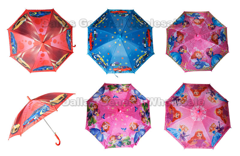 Little Kids Printed Umbrellas Wholesale - Assorted