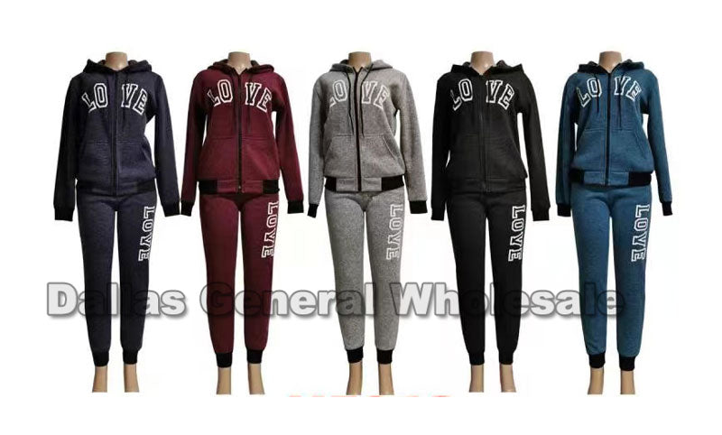 Ladies Fleece Lining Casual Jogger Set Wholesale