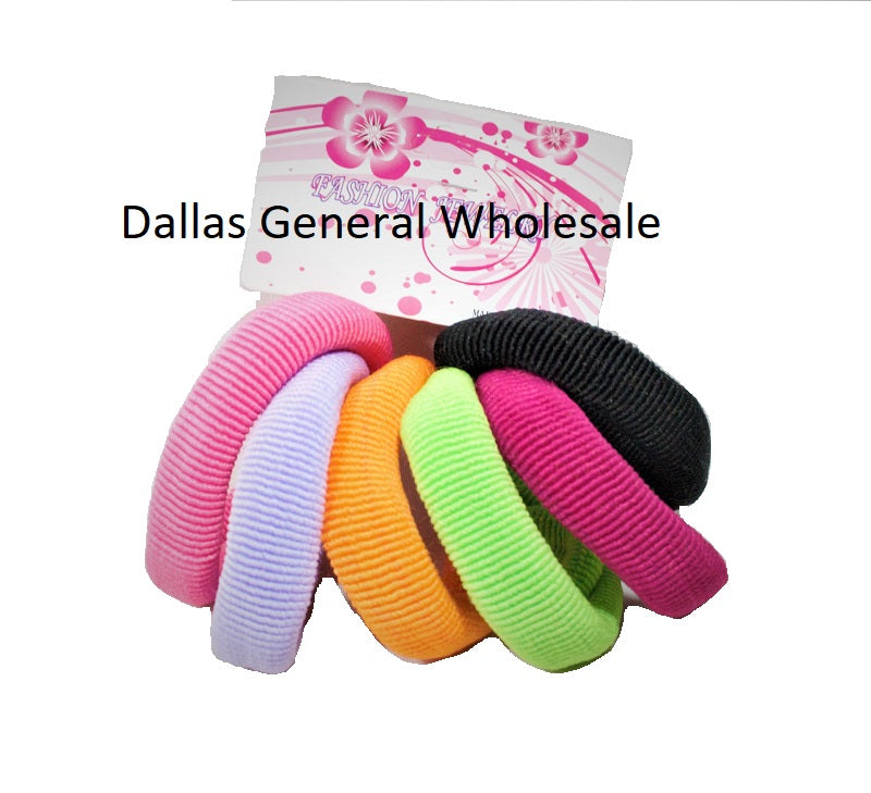 Bulk Buy 6 PC Thick Solid Color Hair Scrunchies Wholesale