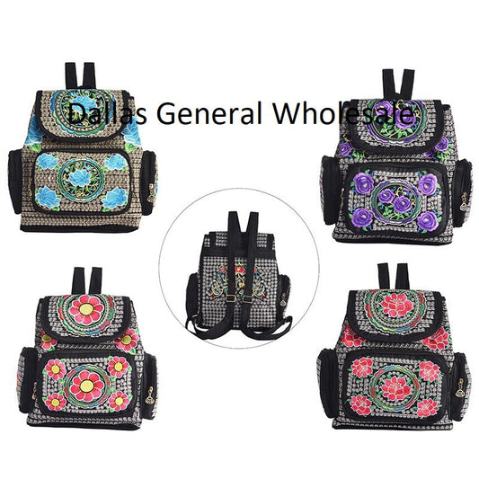 Bulk Buy Ladies Embroidered Floral Backpacks Wholesale