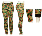 Ladies Fashion Printed Thermal Fur Lining Leggings Wholesale