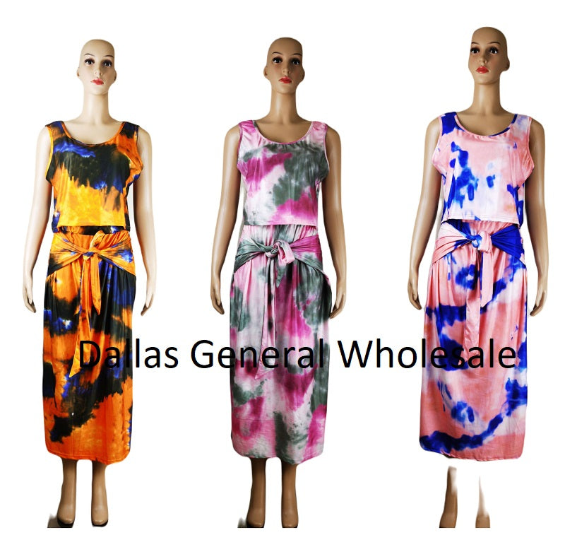 Bulk Buy Women Tie Dye 2PC Top & Skirt Set Wholesale