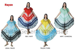 Rayon Tie Dye Dresses with Sleeves Wholesale